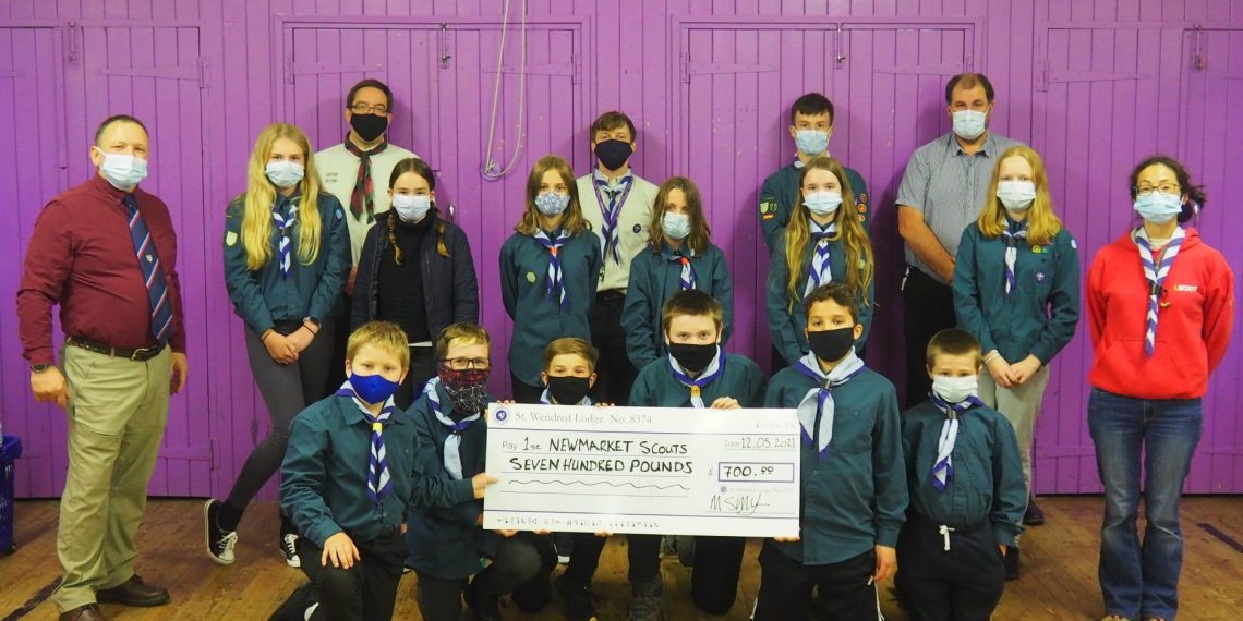 Newmarket Scouts receive donation from Cambridgeshire Freemasons