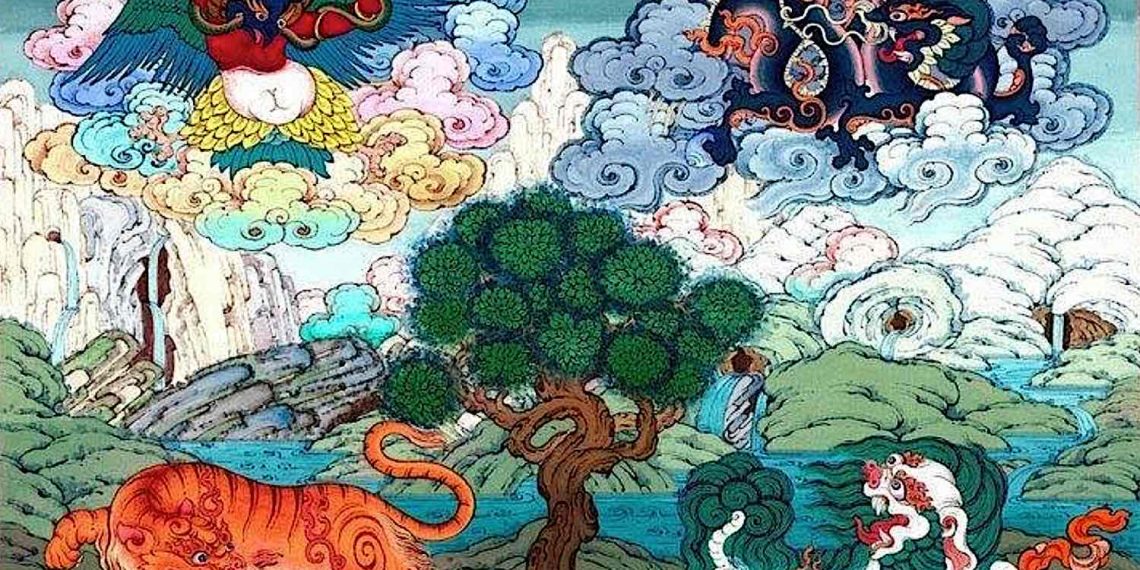 In Vajrayana, the Four Directional Dignities — Garuda, Snow Lion, Tiger and Dragon — are not just for prayer flags; they are profoundly powerful guardians of our mind