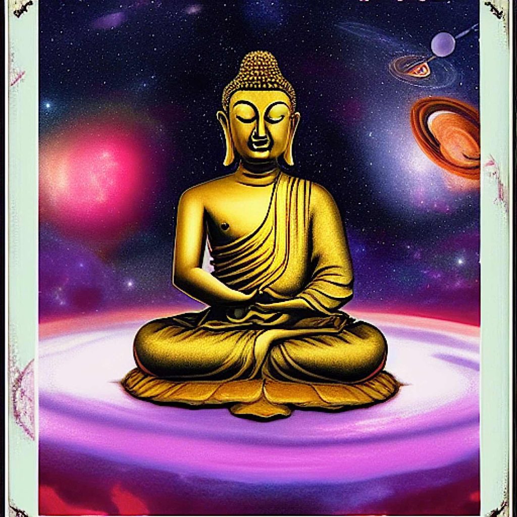 Intergalactic Buddha: if Buddha was an alien from another planet, galaxy or dimension — or alternate reality — what would he be like? Compassionate and wise, regardless of illusory appearances.