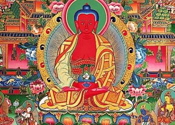 Amitabha Sutra: cutting delusions with one-pointed blissful contemplation of Amitabha Buddha and the Pure Land
