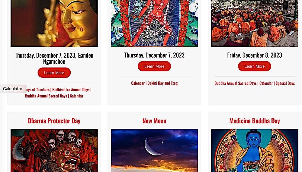 Important Buddha Dharma Dates for December, 2023