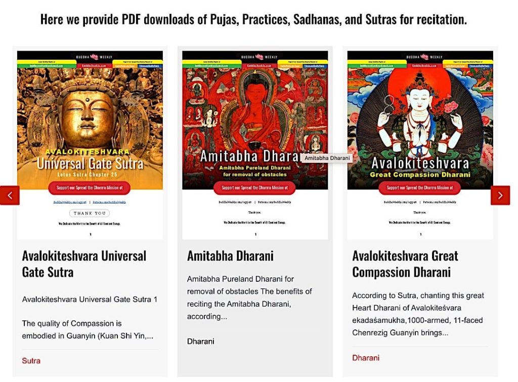 NEW - Spread the Dharma Free Dharma Downloads of Sutras, Dharanis, Pujas, Sadhanas, Teaching Texts and More - Buddha Weekly: Buddhist Practices, Mindfulness, Meditation