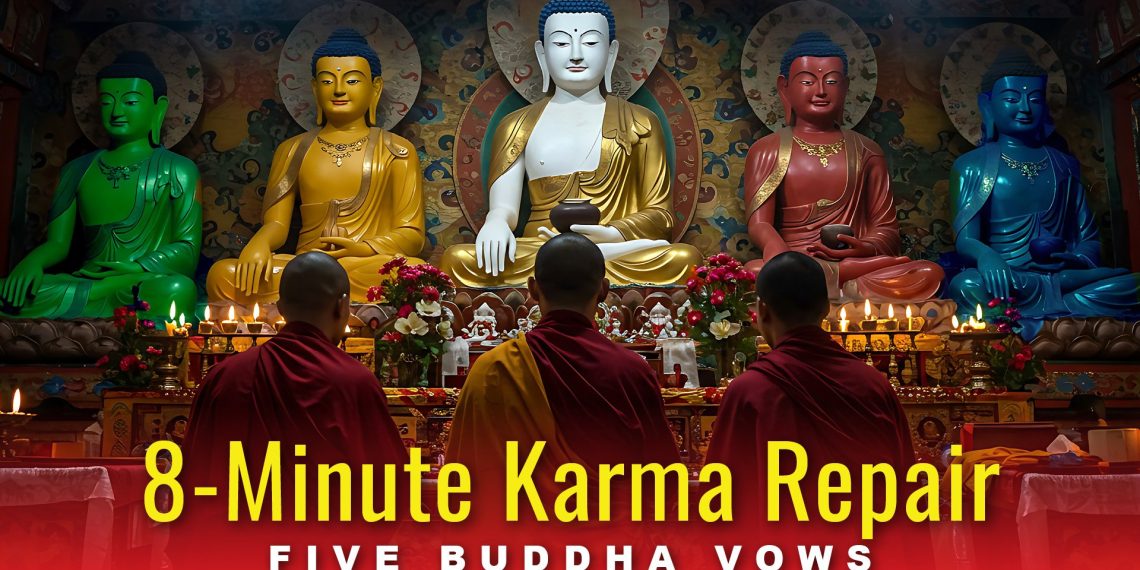 PRACTICE VIDEO: 8-Minute Karma Repair Practice: 5 Buddha Vows, Bodhisattva Vow and Refuge - Buddha Weekly: Buddhist Practices, Mindfulness, Meditation