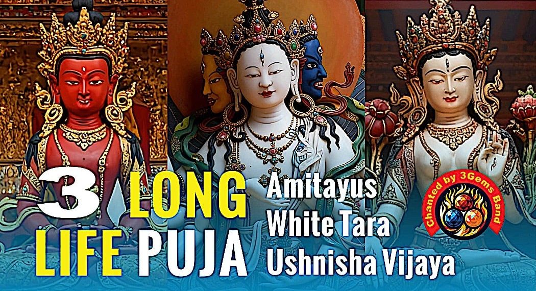 ✨ Official Music Video: 3 DEITIES LONG LIFE PUJA AND MANTRAS : Benefits long life, healing, purification, auspiciousness PERFORMED BY @3GemsBand for Supreme Merit Day! ✨  - Buddha Weekly: Buddhist Practices, Mindfulness, Meditation